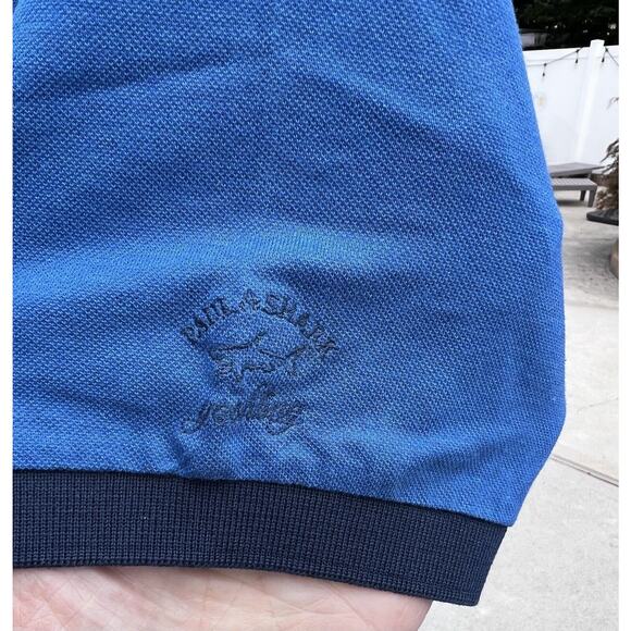 Paul Shark Yachting Polo Shirt Mens Size L Short Sleeve Royal Blue Patch Logo - Picture 4 of 12